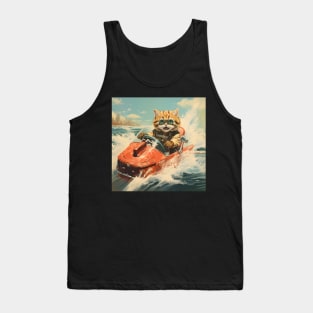 Retro Cats Summertime Boating | Vintage Style Kitty Art Tank Top